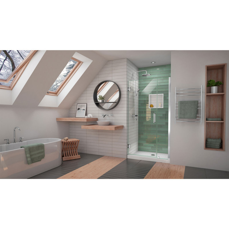 DreamLine Unidoor-LS 37 - 38 inch W x 72 inch H Frameless Hinged Shower Door in Chrome, Chrome, 38"