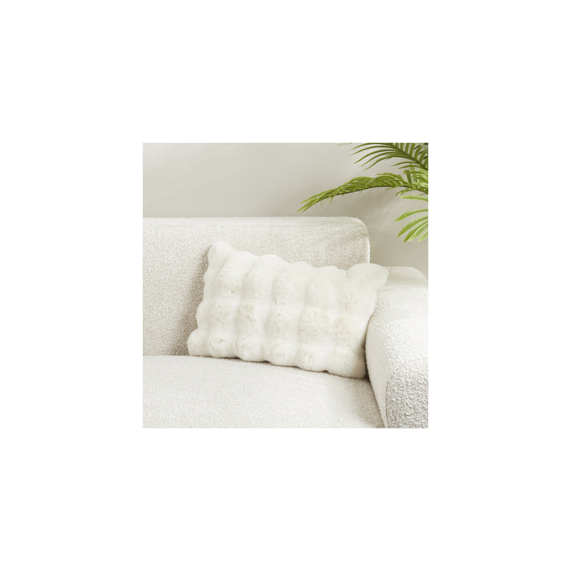 Cozy Bubble Faux Fur Pillow Cover, Ivory, Rectangle 12" H x 20" W, Down