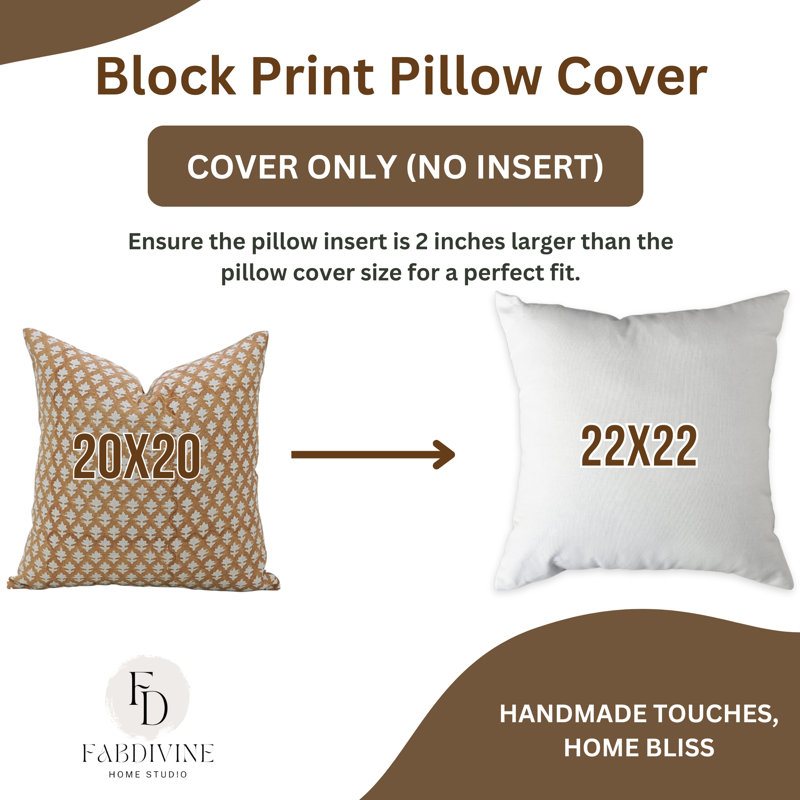Coussin décoratif à motif floral Fabividine Boho, floral, pur coton (rose, brun), H 16 po x l 16 po