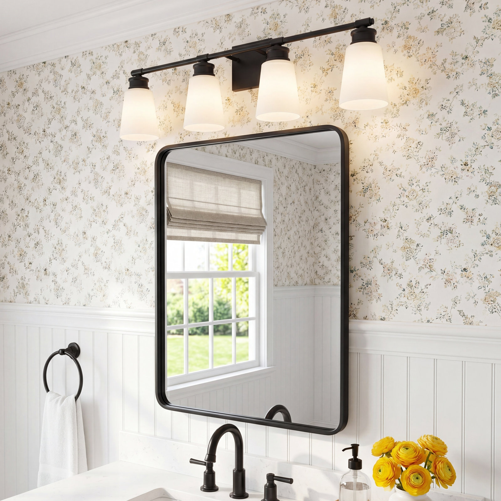 Orlanda 4-Light Dimmable Vanity Light, Matte Black