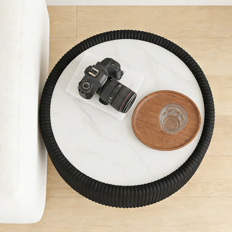 Side Table, Gold+Black,marble
