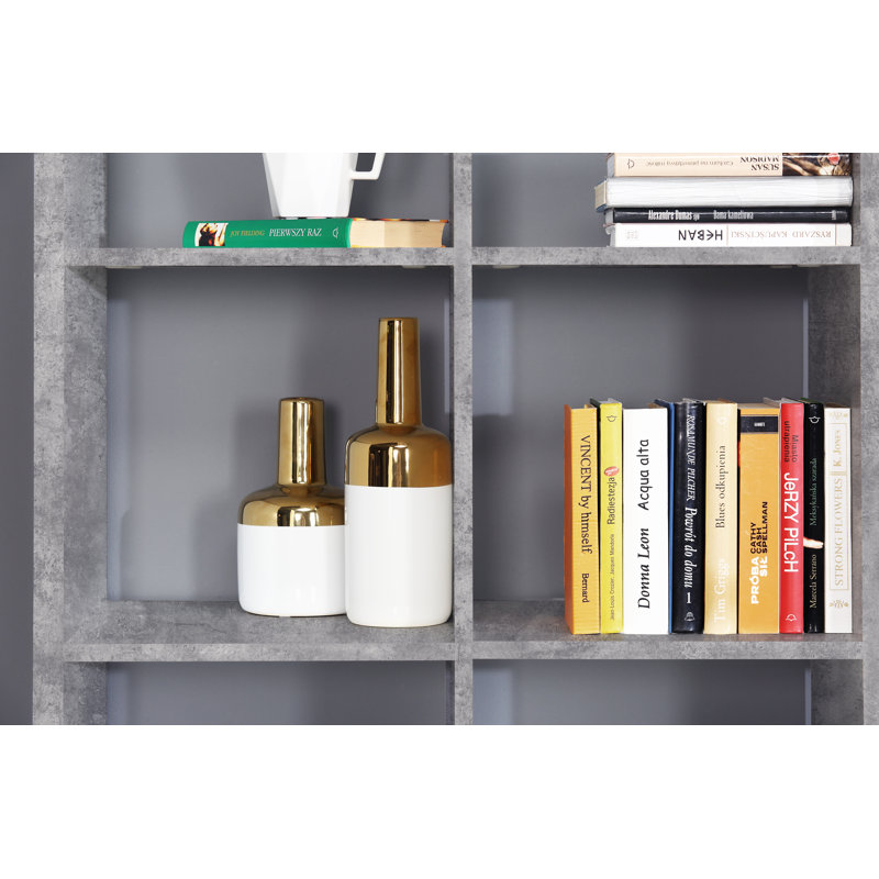 Paterson 176.3cm H x 107.2cm W Cube Bookcase, Grey