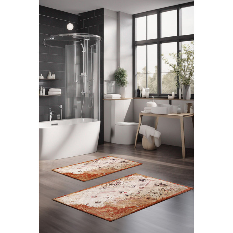 Eakly Luxury Bathmat Set (2 Pieces), 100% Polyester, 16.0 x 23.6 inches & 23.6 x 39.4 inches | Non-Slip Antibacterial Design, 0.3 in Pile Height | Machine Washable, Durable & Easy to Clean | Ideal for Bathroom Décor