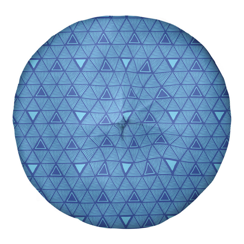 Coussin de sol classique à motif de triangles dessinés à la main, 26 po x 26 po, Bleu/bleu ciel