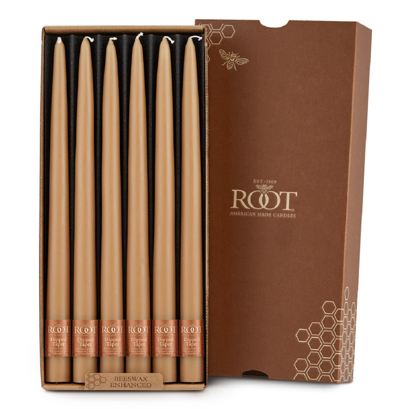 12 Piece Unscented Taper Candle Set, 12" H x 0.88" W x 0.88" D, Beeswax