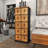 Wood Tall Cupboard Style 10 Drawer Chest with Bolted Ring Handles