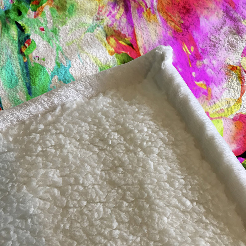 Throw Blanket, 51" W x 60" L, Floral/Abstract, Green/Orange/Pink/White