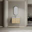 Meuble-lavabo de salle de bain avec lavabo, armoire de rangement de salle de bain moderne à bords arrondis et courbes avec tiroir, lavabo en céramique blanc rond sans robinet, pré-assemblé, couleur vert clair