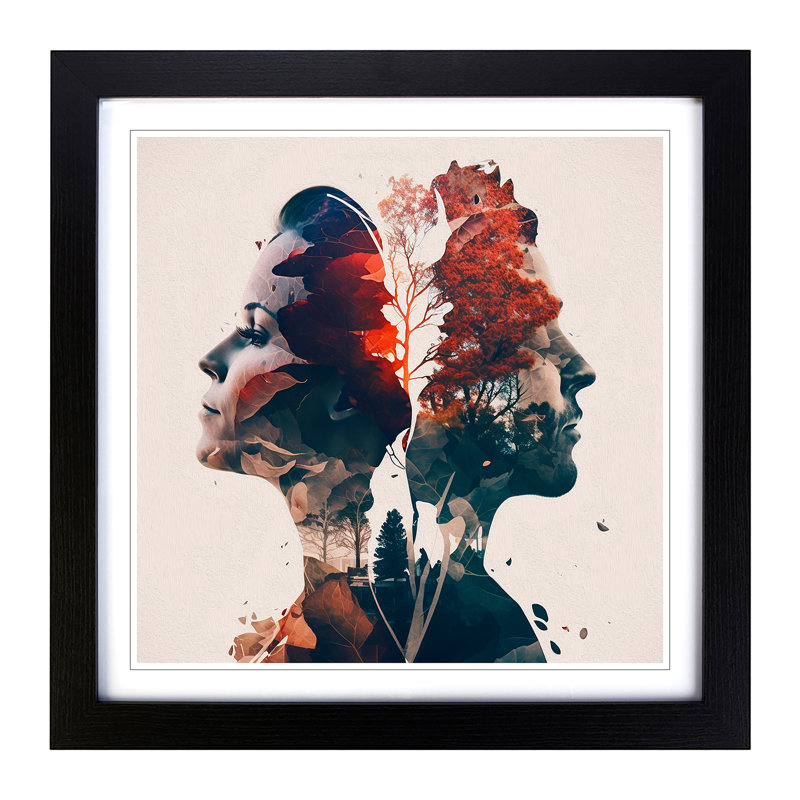 Lovers Double Exposure - Framed Print, Black