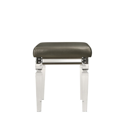 Bridgnorth 16.14" W Faux Leather Vanity Stool with Acrylic Legs