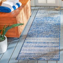 Front Porch Rug 27.5x43.3inch Blue and White Striped Outdoor Rug
