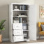 Armoire de rangement haute et large avec portes pour salle de bain / bureau, trois tiroirs, blanc