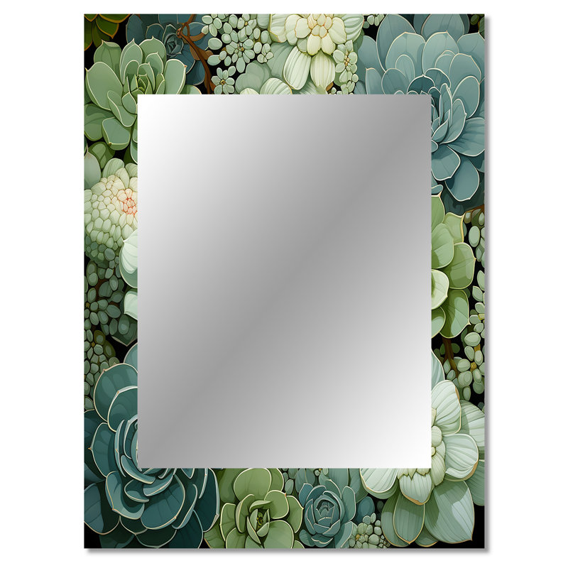 «Green Succulents Flowers Serene Succulents IV - Succulent Large Mirror», impression sur toile, 40 po x 30 po