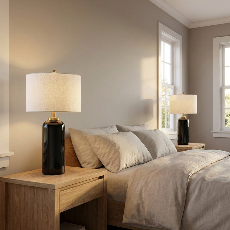 Lauren 26 Table Lamp, Black Ceramic