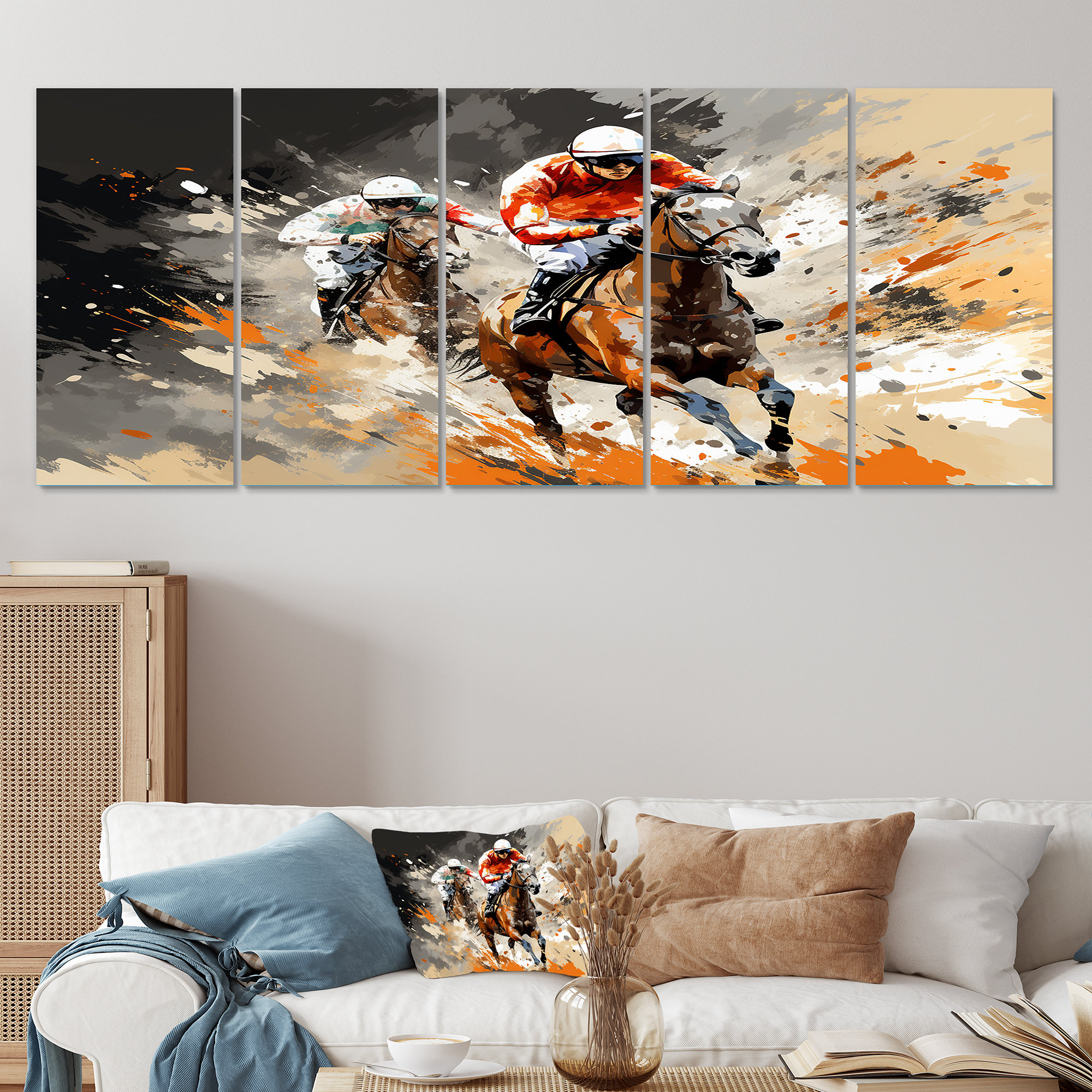 Ivy Bronx Brown Horse Racing Frenzy Horse Racing Piece Wall