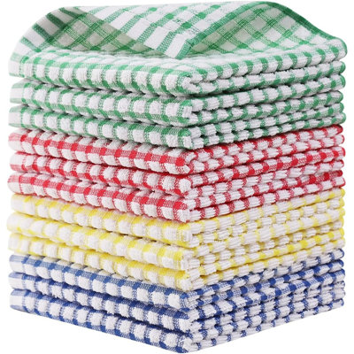 12 paquets de 12 débarbouillettes de cuisine 100% coton 12x12 pouces pour laver la vaisselle, laver les linges à laver (ensemble de couleurs mélangées)