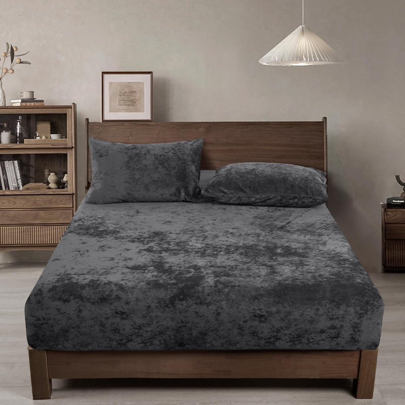 PHF Truly Velvet Fitted Sheet, Luxury Super Soft Cozy Fuzzy Fleece Bottom Sheet, Deep Pocket Up to 16",Strenghth Elastic Band, Suitable for Fall Winter Spring,No Pillowcases