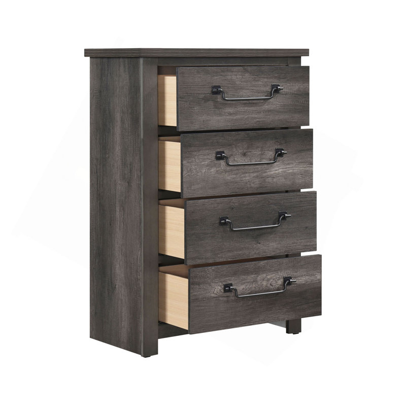 Commode de rangement grise 4 tiroirs 1 pièce