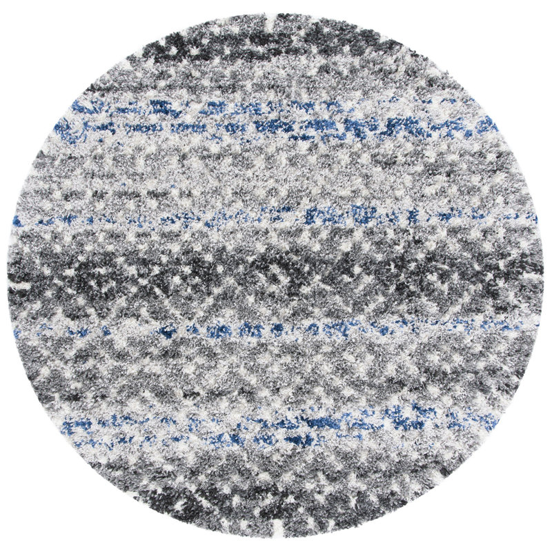 Eraman Shag Performance Geometric Rug, Round 6'7"
