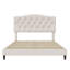 Diamond Tufted Beige Linen Bed - Curved Saddle Headboard For Contemporary Bedrooms-639407025
