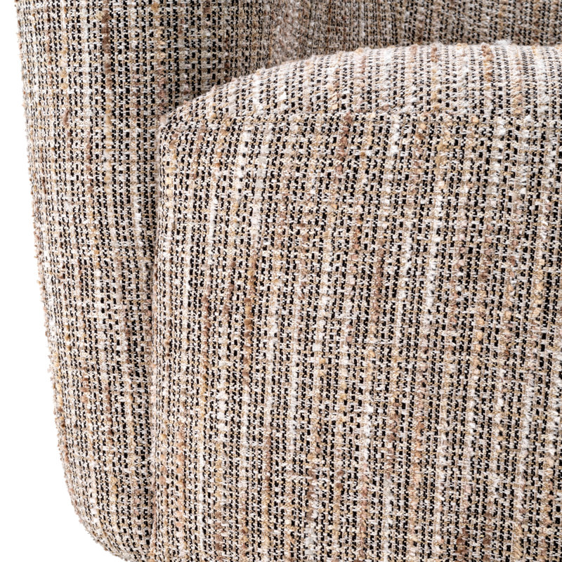 Fauteuil demi-tonneau pivotant rembourré Colin, Mélange de polyester beige Mademoiselle