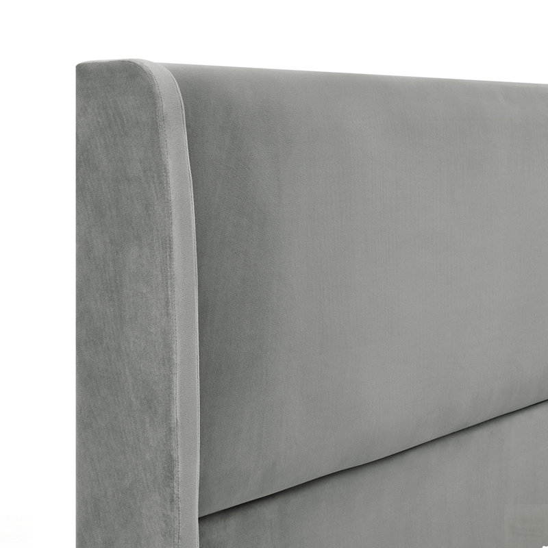 Lit plateforme à oreilles en velours, design luxueux et élégant pour un sommeil confortable