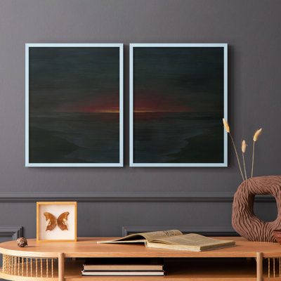 «Red Nightsky I», reproduction encadrée de qualité supérieure - prête à être accrochée - aucun clou requis - aucun clou requis
