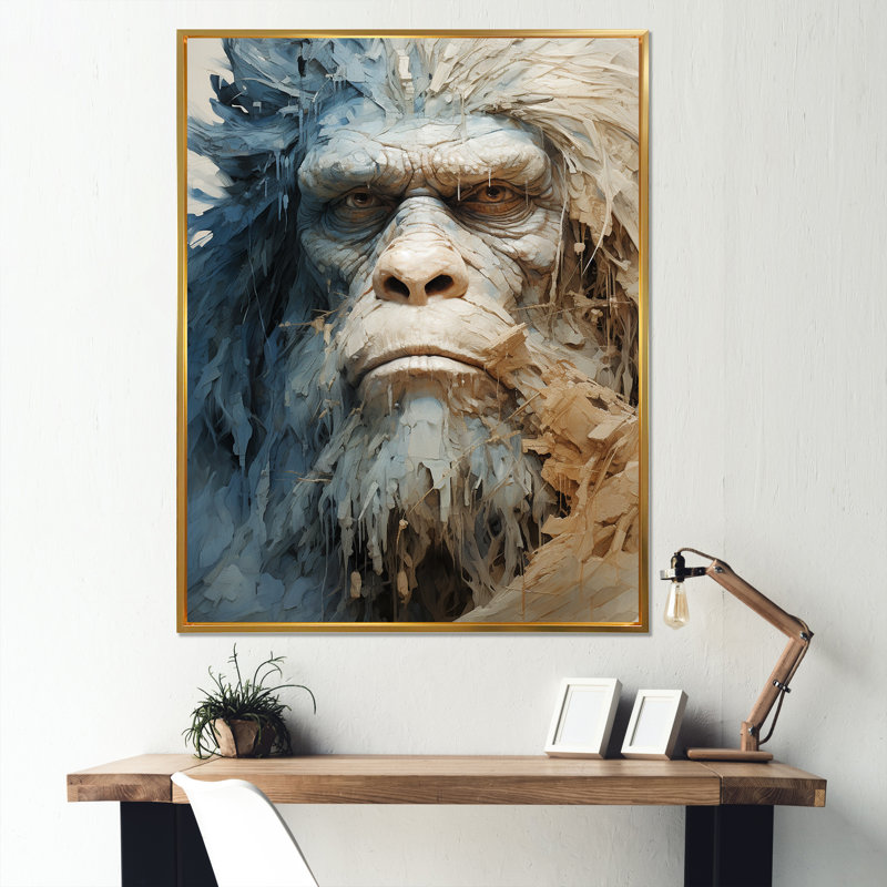 Bigfoot Portrait III - impressions sur toile Bigfoot, Cadre flottant doré, 32" H x 24" W