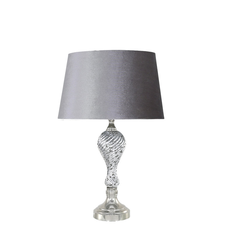 20cm H Velvet Empire Lamp Shade, Grey