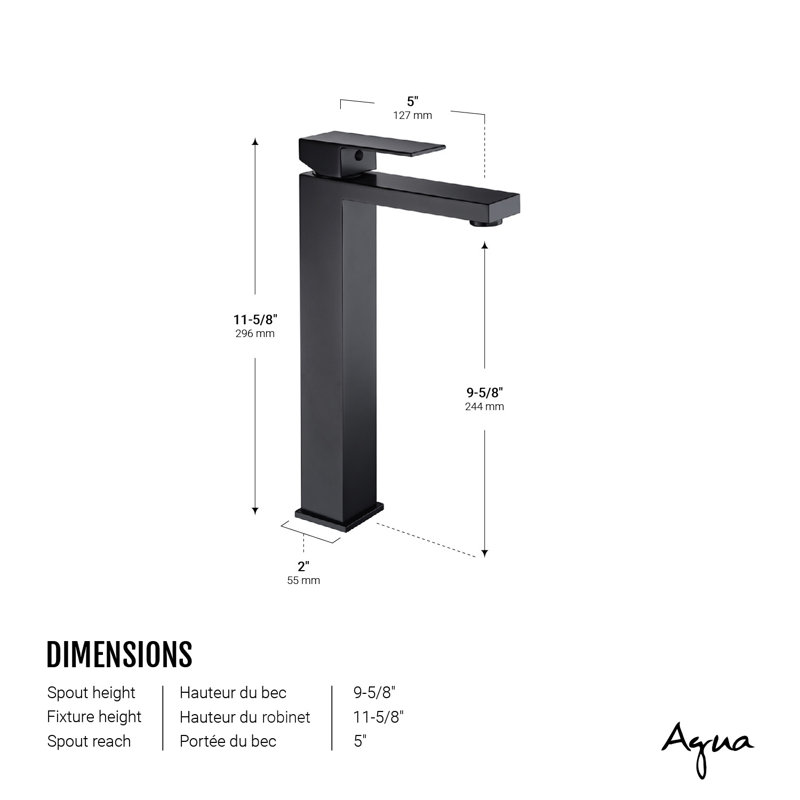 Robinet de salle de bain à poignée, Noir mat