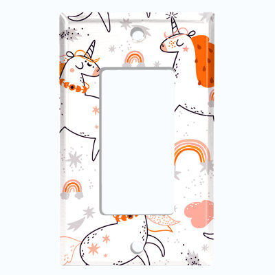 Plaque murale d'interrupteur à bascule orange à 1 arc avec licorne