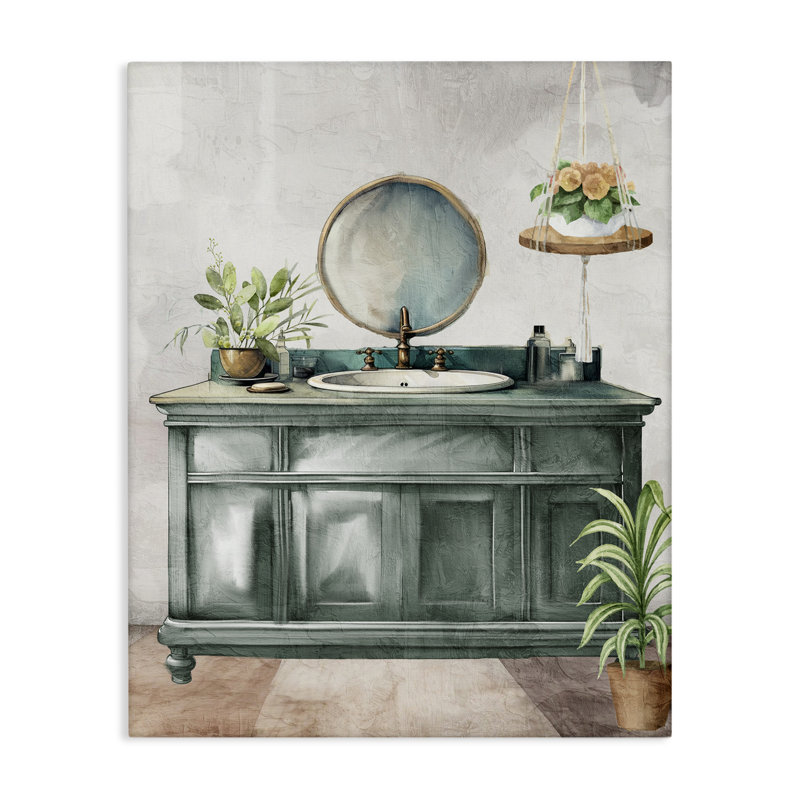 Toile de salle de bain botanique Bath Greens, design par Kim Allen, H 30 po x l 24 po