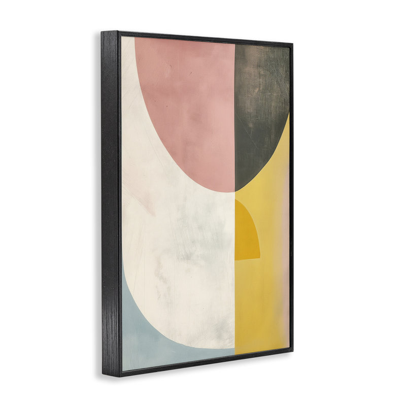 Giclée scandinave aux courbes pastel, design par 1x, H 18 po x l 12 po, Giclée encadrée noir minuit