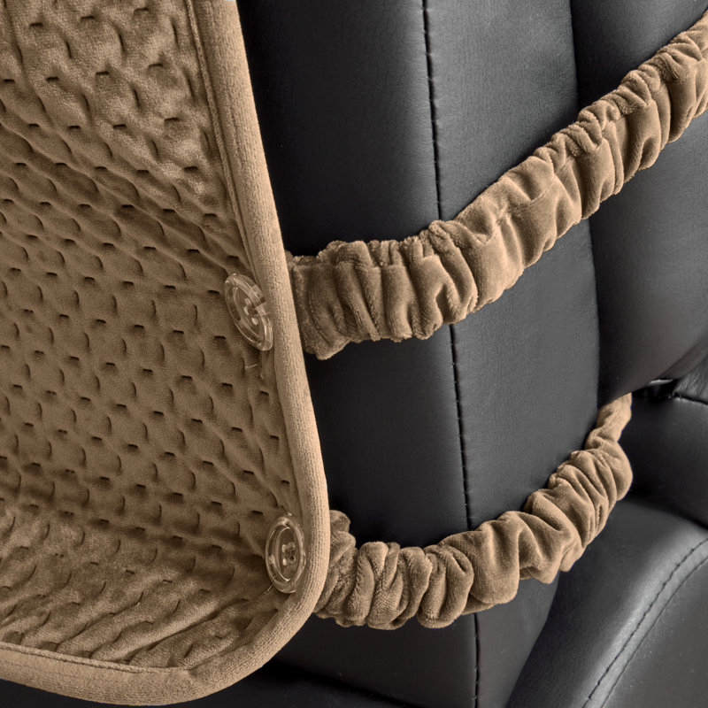 Box Cushion Recliner Slipcover, Camel Velvet, 244cm H x 58cm W x 51cm D