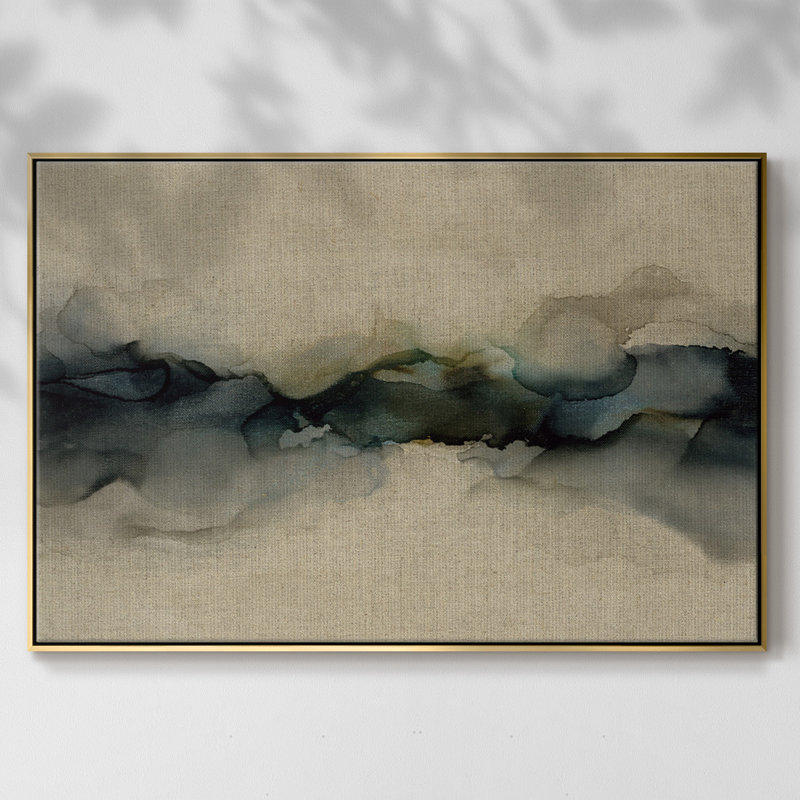 " Ocean Streams ", Gold Floater Framed Canvas, 17" H x 25" W x 2" D