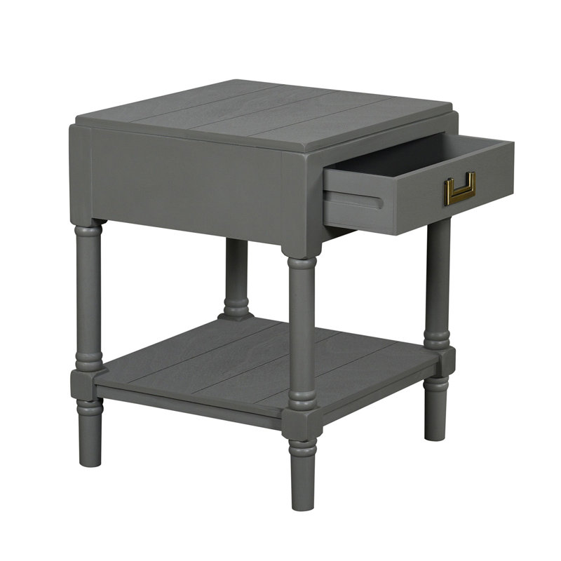 Table de bout avec rangement Demeko, Gris carbone