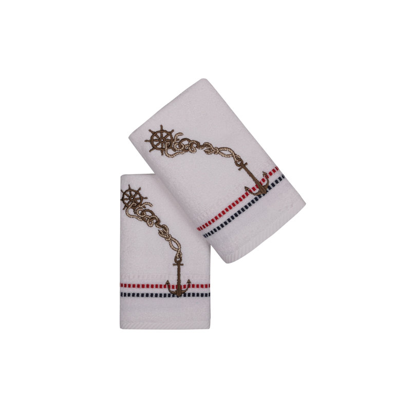 Ensemble de 2 serviettes 100% coton Metcalf, Blanc
