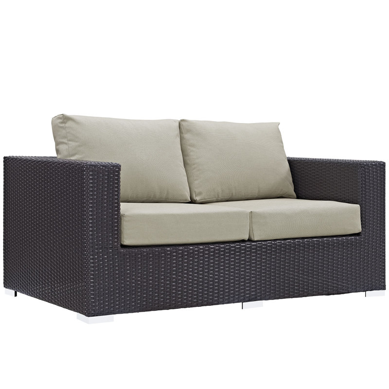 Convene Wicker Rattan Outdoor Patio Loveseat by Modway, Beige