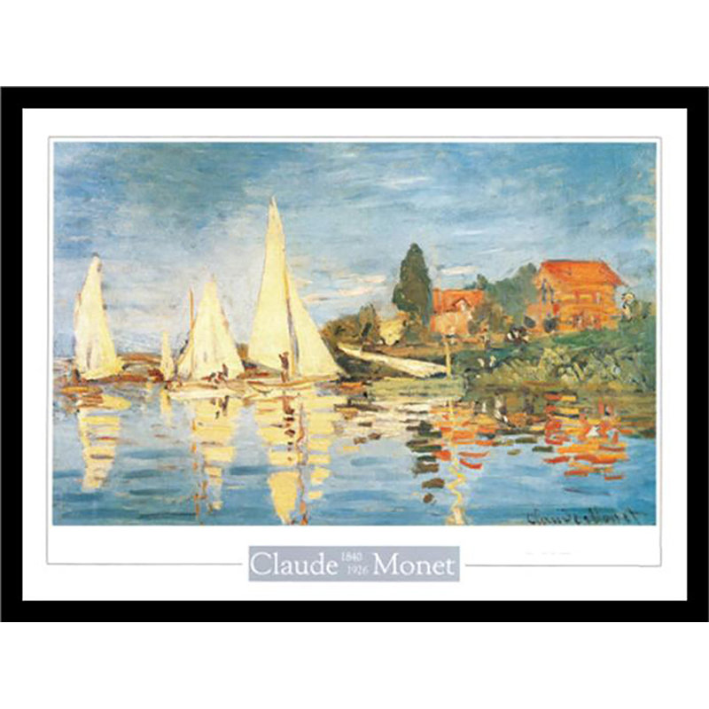 «Regata Ad Argenteuil» par Claude Monet, reproduction d'art sur papier encadrée, H 36 po x l 24 po x P 1,25 po, Blanc