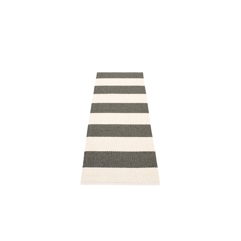 Bob Striped Area Rug in Black/Beige, Runner 2'3" x 6'6", Charcoal/Beige