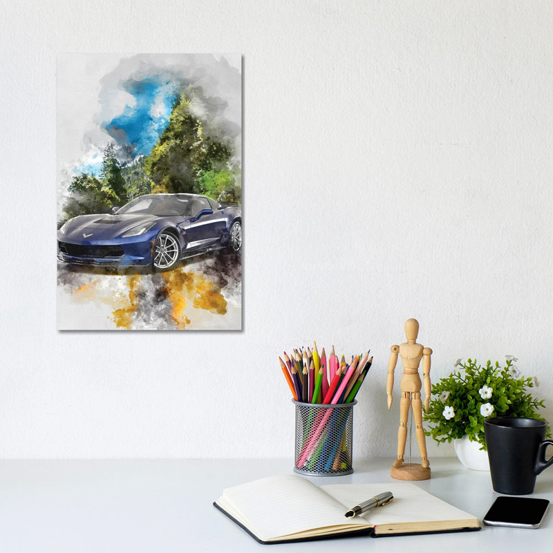 Chevrolet Corvette by Gab Fernando - Wrapped Canvas Print, 20.32 cm H x 30.48 cm W