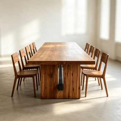 Rustic Rectangular Solid Wood Kitchen Dining Table