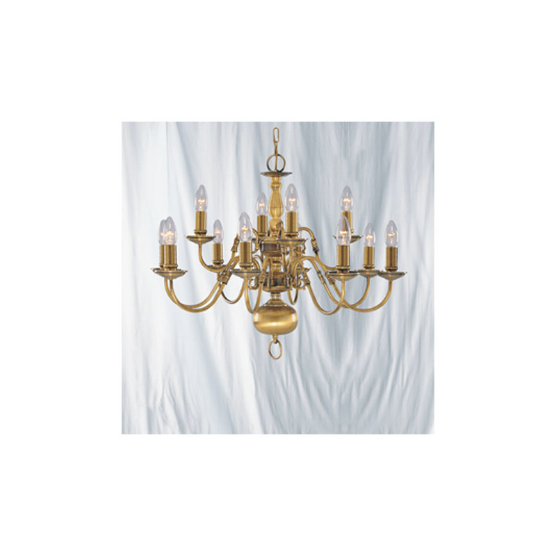 Scheele 12 - Light Candle Style Chandelier, Antique Brass