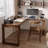 Solid wood walnut-colored L-shaped corner desk-217062026-217062027