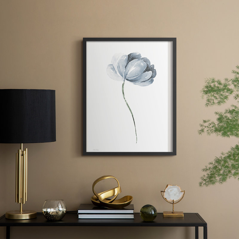 Tulipe I, reproduction encadrée - bois massif, Noir
