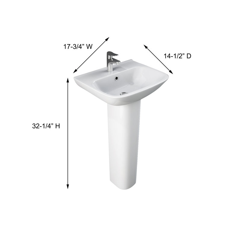 Barclay Eden 14.5'' White Vitreous China U-Shaped Bathroom Sink with Overflow, Single