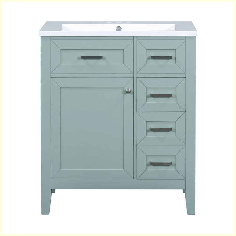 Modern Bathroom Vanity with Sink Combo and Drawers, Green