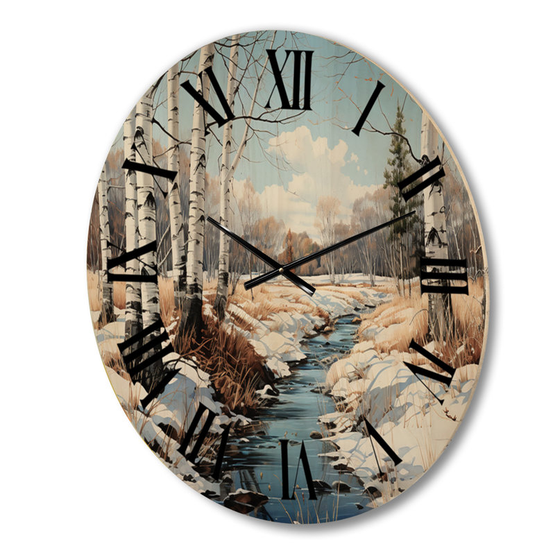 Horloge murale Birch Woods Winter Whispers II, Moyenne