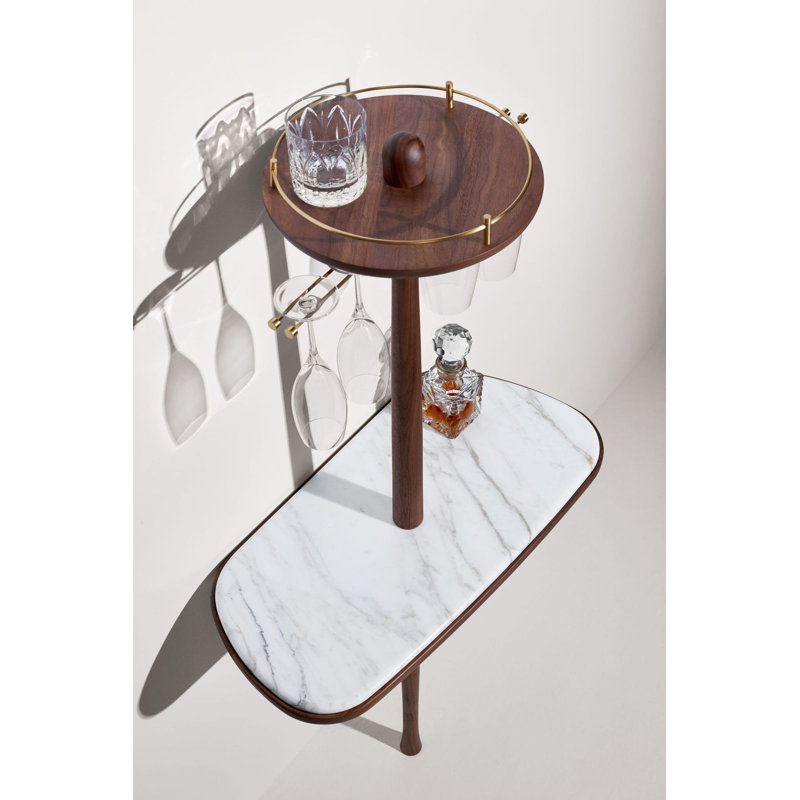 26.3379'' Solid Wood Mini Bar, Walnut