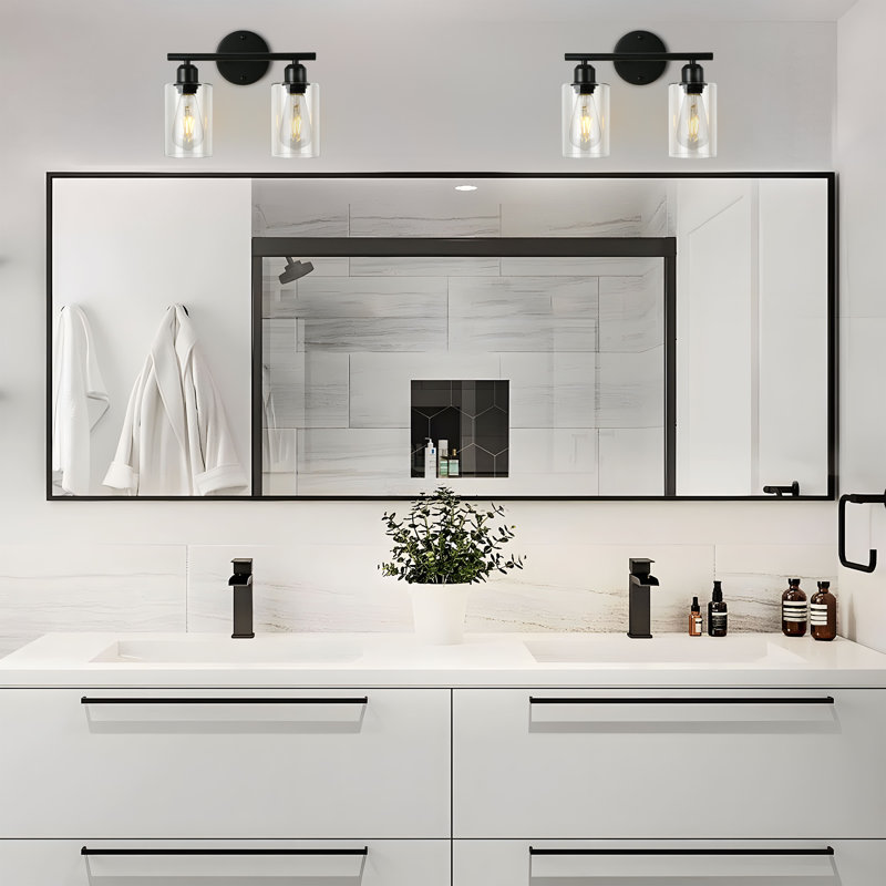 Addam 2-Light Dimmable Bathroom Vanity Light Fixtures, Matte Black